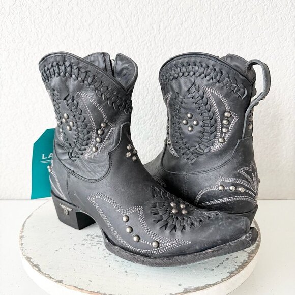 Lane COSSETTE Womens Black Cowboy Bootie 8 Western Cowgirl Short Ankle Boots - Picture 12 of 12